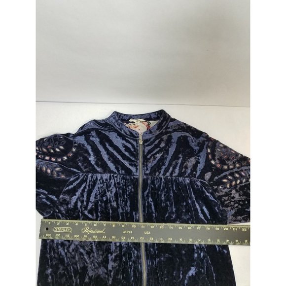 Entro Jacket Womens Size Medium blue Navy cut-out detail super soft zip up loose - Picture 8 of 14